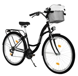 Balticuz OU Bici Balticuz OU Bicicletta comfort con cestino, bicicletta olandese da donna, bici da città, bici da città, retrò, vintage, 28 pollici, nero, 21 marce