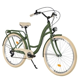 Balticuz OU Bici Balticuz OU Bicicletta comfort con supporto posteriore, bicicletta olandese da donna, City bike, retrò, vintage, 26 pollici, verde crema, 7 marce