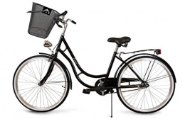 BDW Biciclette da città BDW Laura - Bicicletta da donna con bretelle sul retro, 1 velocità, colore: nero, 28 pollici