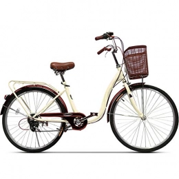 GzxLaY Biciclette da città Bici da Crociera in Alluminio da 24 Pollici da Donna, con Cestino Bici Vintage Bicicletta Classica Biciclette retrò Lifestyle Cruiser Bike per Adulti Giovani Studenti, A