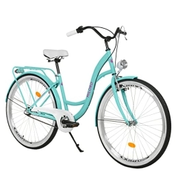 Generic Biciclette da città Bici da donna in stile vintage, 26 pollici, blu, cambio Shimano a 3 marce