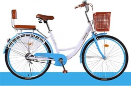 LHY Bici Bici da spiaggia da donna, singola velocità da 26 pollici con cestino, bicicletta tradizionale classica in stile olandese casual Biciclette da pendolare urbane confortevoli per adulti Studenti, H, 24