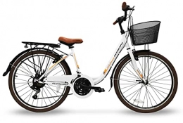 KRON Biciclette da città Bici donna 26'' bicicletta kron tetra 3.0 24'' city bike bianca cambio shimano 21v (26'', Bianco)