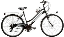 Cicli Puzone Biciclette da città BICI MISURA 26 DONNA MTB CITY BIKE COMPLETA LINCY BICICLETTA RAGAZZA CAMBIO SHIMANO 18V MADE IN ITALY ART. LY26C18V (40 CM, NERO ARGENTO)