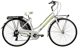 Cicli Puzone Biciclette da città BICI MISURA 28 DONNA DA PASSEGGIO FEMMINILE DA città MOVING LUSSO BICICLETTA CITY BIKE CAMBIO SHIMANO 6V MADE IN ITALY ART. MOV28D6VL (BIANCO VERDE LIME)