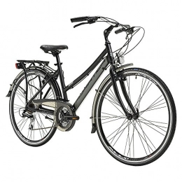 Cicli Adriatica Bici Bicicletta Cicli Adriatica Boxter HP da donna, telaio in alluminio, ruota da 28", cambio Shimano 21 velocità, taglia 45 (Nero, 45)