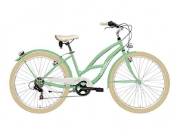 Cicli Adriatica Bici Bicicletta Cicli Adriatica Cruiser da donna, telaio in acciaio, ruota da 26", cambio Shimano a 6 velocità, taglia 45 (Verde, H 45)
