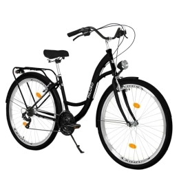 Balticuz OU Bici Bicicletta comfort con supporto posteriore, bicicletta olandese da donna, bici da città, bici da città, retrò, vintage, 28 pollici, nero, cambio Shimano a 21 marce