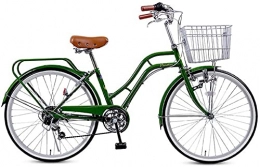 Wxnnx Bici Bicicletta da 24 Pollici a 6 velocità per Bicicletta per Il Tempo Libero, Bici da Città per pendolari Retro da Uomo per Donna Bici per Adulti con Cestino per Auto, A