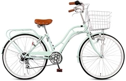 Wxnnx Bici Bicicletta da 24 Pollici a 6 velocità per Bicicletta per Il Tempo Libero, Bici da Città per pendolari Retro da Uomo per Donna Bici per Adulti con Cestino per Auto, C