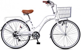 Wxnnx Biciclette da città Bicicletta da 24 Pollici a 6 velocità per Bicicletta per Il Tempo Libero, Bici da Città per pendolari Retro da Uomo per Donna Bici per Adulti con Cestino per Auto, D