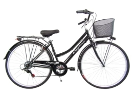 Daytona Bici bicicletta da donna bici da passeggio city bike 28'' trekking cambio 6 velocita' con cesto anteriore (nero)