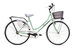 Genérico Bici Bicicletta Donna da Passeggio Olanda Misura 26 Bici da città Vintage retrò con Cestino Verde bianco