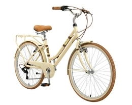BIKESTAR Bici BIKESTAR Bici da Città Citybike in Alluminio 26" | 7 velocità Shimano Bici Retro Vintage Donna | Beige