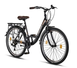 Chillaxx Bici Chillaxx Bike Strada Premium City Bike da 26 e 28 pollici, bicicletta per ragazze, ragazzi, uomini e donne, cambio a 21 marce, bicicletta olandese (26 pollici, freno a V nero-marrone)