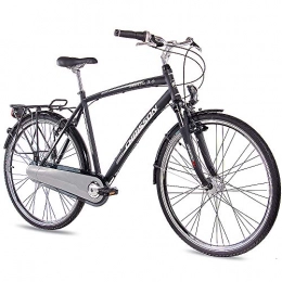 CHRISSON Biciclette da città CHRISSON - Bicicletta da città da uomo, 28", Sereto 3.0, con cambio Shimano Nexus a 7 marce, freno a contropedale e dinamo a mozzo, forcella ammortizzata Suntour, colore: nero