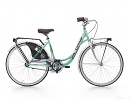 Cicli Cinzia Bicicletta 26" Citybike Liberty Donna 6/V Revo Shift V-Brake Alluminio, Fanali a Pila Verde Menta/Bianco