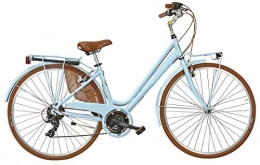 Cicli Puzone Biciclette da città CICLI PUZONE Bici Alluminio Misura 28 Donna City Bike Trekking Vintage 21V Art. VINTAGE21VD (Azzurro Pastello)