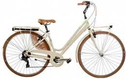 Cicli Puzone Bici CICLI PUZONE Bici Alluminio Misura 28 Donna City Bike Trekking Vintage 6V Art. VINTAGE6VD (Panna)