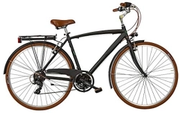 Cicli Puzone Biciclette da città CICLI PUZONE Bici Alluminio Misura 28 Uomo City Bike Trekking Vintage 21V Art. VINTAGE21VU (Nero Opaco, 52 CM)