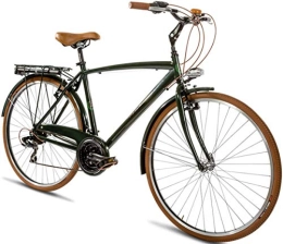 Cicli Puzone Biciclette da città CICLI PUZONE Bici Alluminio Misura 28 Uomo City Bike Trekking Vintage 21V Art. VINTAGE21VU (Verde Scuro, 52 CM)