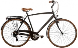 Cicli Puzone Biciclette da città CICLI PUZONE Bici Alluminio Misura 28 Uomo City Bike Trekking Vintage 6V Art. VINTAGE6VU (Nero Opaco, 52 CM)