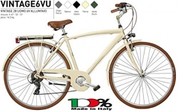 Cicli Puzone Bici CICLI PUZONE Bici Alluminio Misura 28 Uomo City Bike Trekking Vintage 6V Art. VINTAGE6VU (Panna, 52 CM)