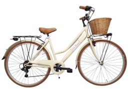Cicli Tessari Biciclette da città Cicli Tessari - bicicletta da donna bici da città city bike da passeggio 28'' con cambio vintage retro' beige cesto vimini