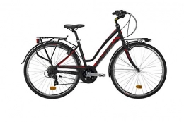 Atala Bici Citybike da donna Atala modello Discovery S, 21 velocità, colore nero-rosso, misura 49 (168cm - 180cm)