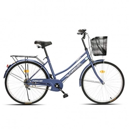 cuzona Bici cuzona Bicicletta da Donna per Adulti Leggero City Commuter Lady Car per Uomo Studente ordinario Bike-Single Speed_Matt Blue_26 Pollici