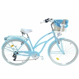 Davi Bici Davi Bianca Cruiser Premium Bike in alluminio 160-185 cm altezza, Bicicletta Bici Citybike Donna Vintage Retro, Luce Bici, 7 marce, City Bike da Donna, Bici da Donna, Bici da Città (Blu)