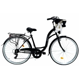 Davi Bici Davi Emma Premium Bici da Donna, 160-185 cm altezza, Bicicletta Bici Citybike Donna Vintage Retro, Luce Bici, 7 marce, City Bike da Donna, Bici da Donna, Bici da Città (Nero)