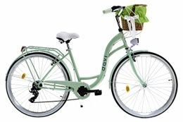 Davi Bici Davi Emma Premium Bici da Donna, 160-185 cm altezza, Bicicletta Bici Citybike Donna Vintage Retro, Luce Bici, 7 marce, City Bike da Donna, Bici da Donna, Bici da Città (Verde)
