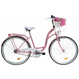 Davi Biciclette da città Davi Lila Premium Bici da Donna, 160-185 cm altezza, Bicicletta Bici Citybike Donna Vintage Retro, Luce Bici, 1 marcia, City Bike da Donna, Bici da Donna, Bici da Città (Rosa)