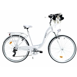 Davi Biciclette da città Davi Maria Premium Bike in alluminio 160-185 cm altezza, Bicicletta Bici Citybike Donna Vintage Retro, Luce Bici, 7 marce, City Bike da Donna, Bici da Donna, Bici da Città (Bianco)