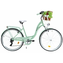 Davi Bici Davi Maria Premium Bike in alluminio 160-185 cm altezza, Bicicletta Bici Citybike Donna Vintage Retro, Luce Bici, 7 marce, City Bike da Donna, Bici da Donna, Bici da Città (Verde)