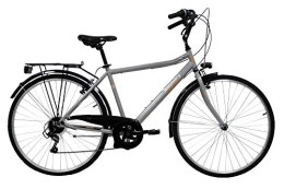 Discovery Bici Discovery Bicicletta Uomo, Bici Trekking Manhattan 28'' Cambio Shimano 6 velocità, Colore Metal, Silver Metallizzato, 28