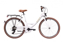 F.lli Schiano Biciclette da città F.lli Schiano Elegance, Bici MONOTUBO Donna, Bianco-Oro, 26''