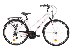 F.lli Schiano Biciclette da città F.lli Schiano Voyager, Bici Trekking Donna, Bianco-Rosso, 28