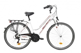 F.lli Schiano Biciclette da città F.lli Schiano Voyager, Bici Trekking Donna, Bianco-Rosso, 28''