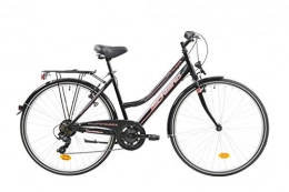 F.lli Schiano Biciclette da città F.lli Schiano Voyager, Bici Trekking Donna, Nero-Rossa, 28''