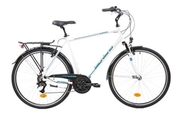 F.lli Schiano Biciclette da città F.lli Schiano Voyager, Bici Trekking Uomo, Bianco-Blu, 28