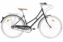 FabricBike Biciclette da città Fabric City - Bicicletta di Città con Cestino, Interno 3 velocità, Donna City Bike (Black Hackney)