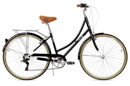 FabricBike Biciclette da città FabricBike Step City - Bicicletta da passeggio, da donna, stile olandese, stile olandese, con cambio Shimano e cestino, sella confortevole, colore: nero