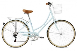 FabricBike Bici FabricBike Step City- Step City Bike da donna, Vintage Retro Urban Bike, City Bike in stile olandese con deragliatore Shimano e cestino. Sella confortevole. (Sky Blue + Cestino)