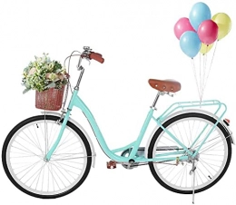 Haoo Bici Haoo - Bicicletta da spiaggia da 26", stile classico, stile retrò, con cestelli e portapacchi posteriore, comoda bicicletta per il tempo libero (blu)