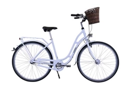 Hawk Biciclette da città HAWK City Classic Joy - Bicicletta da donna, 28 pollici, bicicletta da città, leggera, con cambio Shimano a 3 marce, colore: Bianco