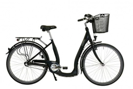 Hawk Biciclette da città HAWK City Comfort Premium Plus - Cestino con cestino, 26 pollici, colore: Nero