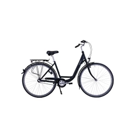 Hawk Biciclette da città HAWK City Wave Premium - Bicicletta da donna da 28 pollici, colore nero, con cambio Shimano Nexus a 3 marce, un ingresso profondo e impugnatura ergonomica, Nero , 28 EU