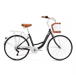 KAFELE Bici KAFELE Bike Per Adulti Ibridi, Bici A Pedale in Stile Vintage, Trasmissione A 7 Velocità, Rastrelliere Posteriore, Lavoro / Pendolarismo / Shopping, Nero, 24 inches